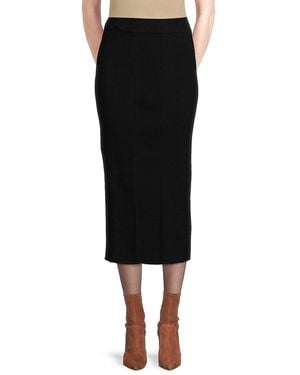 Sonia Rykiel Merino Wool Blend Sheath Midi Skirt - Black