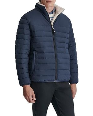 DKNY Faux Shearling Puffer Jacket - Blue
