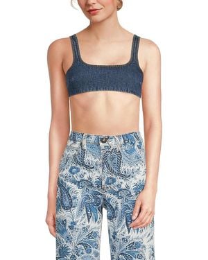 Etro Cotton Denim Crop Top - Blue