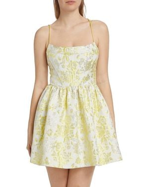 Alice + Olivia Nat Floral Metallic Jacquard Minidress - White