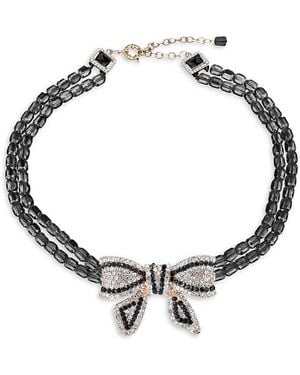 Eye Candy LA Statement Goldtone & Glass Crystal Bow Beaded Necklace - Metallic