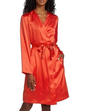 La Perla Belted Silk Satin Robe - Red