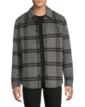 Vince Plaid Wool-Blend Shirt Jacket - Gray