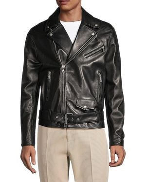 Palm Angels Leather Biker Jacket - Black