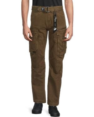 PRPS Backbone Belted Cotton Cargo Jeans - Green