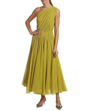 A.L.C. A. L.C. Drew Draped Silk One-Shoulder Midi-Dress - Yellow