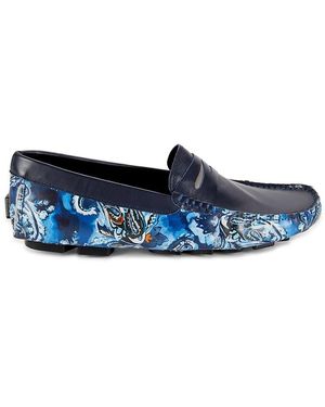 Robert Graham Fantoni Paisley Leather Penny Loafers - Blue