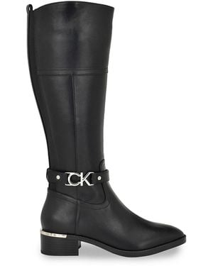 Calvin Klein Daphny 40Mm Logo Knee-High Boots - Black