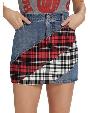 Alice + Olivia Alice + Olivia Lisanne Patchwork Denim Miniskirt - Blue