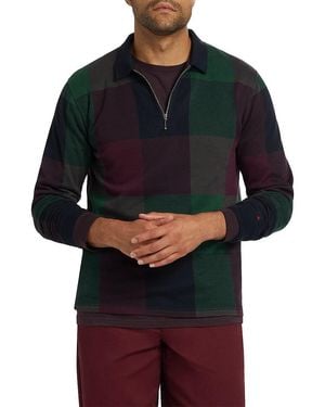 Noah Buffalo Heringbone Quarter-Zip Polo Sweater - Black