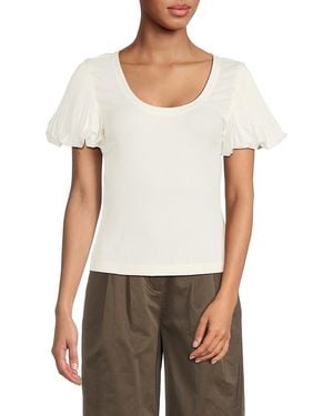 10 Crosby Derek Lam Suzanne Pleated-sleeve Scoopneck Top - White