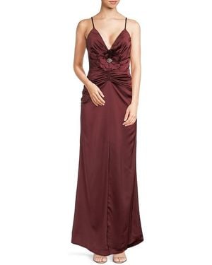 Ramy Brook Lena Ruched Satin Gown - Purple