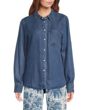 7 For All Mankind Squiggle Denim Shirt - Blue