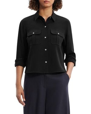 Theory Cape Boxy Military Shirt Jacket - Black