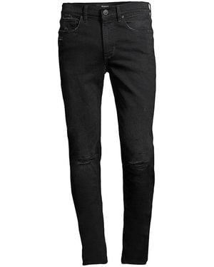 Hudson Jeans Zack Distressed Ripped Knee Stretch Skinny Jeans - Black