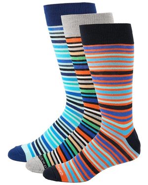 Unsimply Stitched 3-Pack Striped Crew Socks - Blue