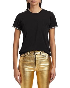 FRAME Beaded-Cuff T-Shirt - Black