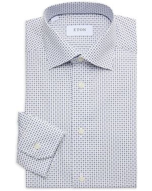Eton Print Cotton Slim-Fit Dress Shirt - Blue
