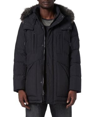 Andrew Marc Tremont Faux Fur Trim Parka - Black