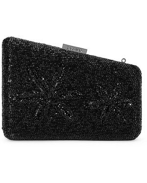 STAUD Carmella Floral-Beaded Clutch - Black