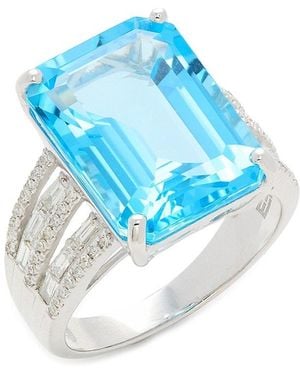 Effy 14K, Topaz & Diamond Ring - Blue