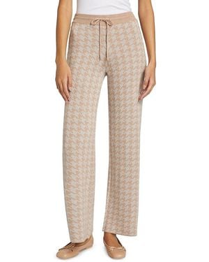 Saks Fifth Avenue Houndstooth High-Rise Straight-Leg Trousers - Natural