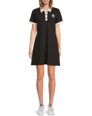 Karl Lagerfeld Contrast-Trim Polo Minidress - Black