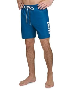 DKNY Logo Standard Fit Swim Shorts - Blue