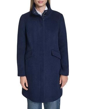 Cole Haan Wool-Blend Zip Coat - Blue