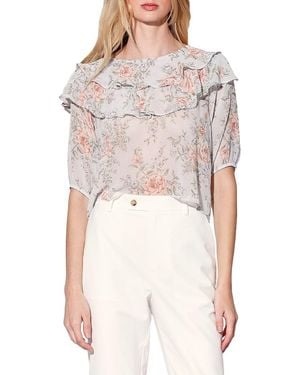 Walter Baker Debra Floral Ruffle-neck Blouse - White