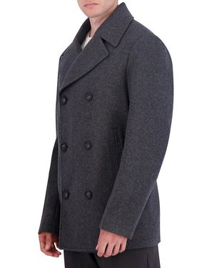 Cole Haan Double Breasted Wool Blend Peacoat in Black for Men Lyst