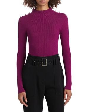 Tahari The Yana Rib-Knit Mock-Turtleneck Sweater - Purple