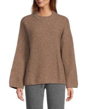 NAADAM Bell Sleeve Fisherman Knit Wool Blend Jumper - Brown