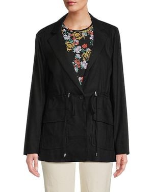 Calvin Klein Notch Lapel Drawstring Blazer - Black