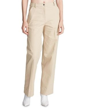 Halston Sam Twill Wide-leg Pants - Natural