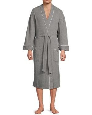 Saks Fifth Avenue Waffle Knit Bath Robe - Grey