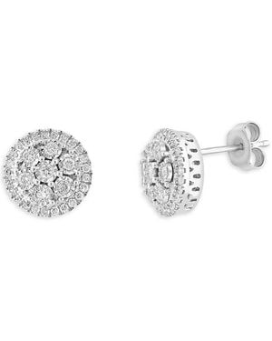 Effy ENY Sterling & 0.46 Tcw Diamond Halo Stud Earrings - Metallic