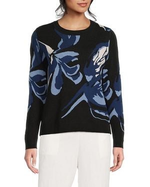 Tahari Floral Jacquard Jumper - Blue