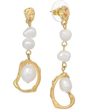 Eye Candy LA The Luxe Alexa Goldtone & Shell Pearl Dangle Drop Earrings - Metallic