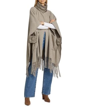 Saks Fifth Avenue Wool Fringe Poncho - Blue