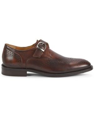 Saks Fifth Avenue Marc Slip-On With Buckle Leather Oxfords - Brown