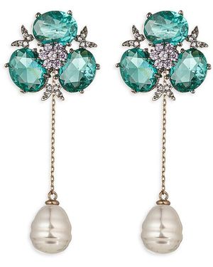 Eye Candy LA Luxe Avril 18k Goldplated & Cubic Zirconia Dangle Earrings - Green