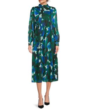 AREA STARS Alba Long Sleeve Mockneck Midi Dress - Green