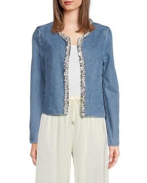 Wdny Embellished Open-Front Jacket - Blue