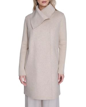 Kenneth Cole Funnel Wool Blend Coat - Natural