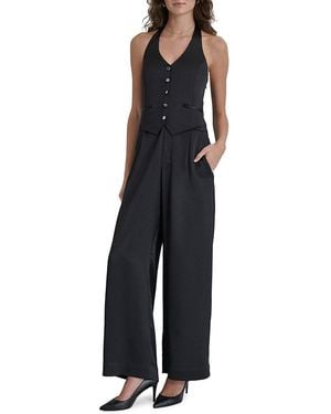 DKNY Sleeveless Tuxedo Jumpsuit - Blue