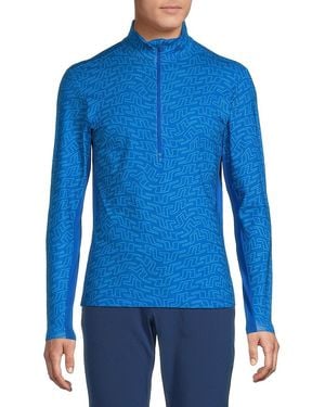 J.Lindeberg J. Lindeberg Luke Logo Print Zip Up Pullover - Blue