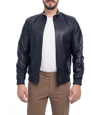 VELLAPAIS Leather Bomber Jacket - Brown