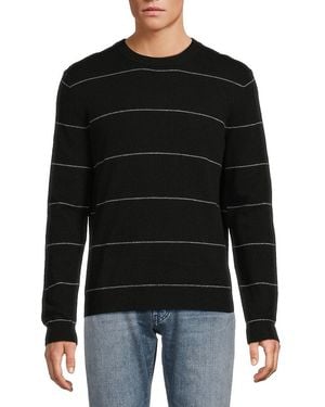 Amicale Classic Fit Striped Cashmere Sweater - Black