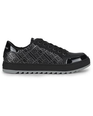 Karl Lagerfeld Logo-Print Leather Sneakers - Black